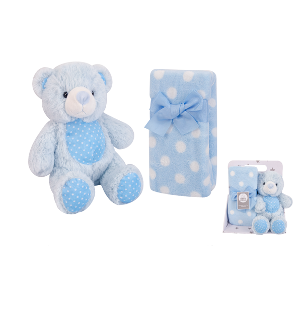 New Born Baby Boy LED Light Socks Cloth Books Plush Blanket Romper Spiral Toy Blue Bear Suitcase Mummy Makeup Box Gift Hamper