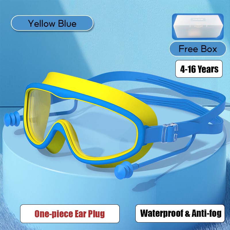 Kid's Swimming Goggles Anti-fog Wide Vision Silicone Frame