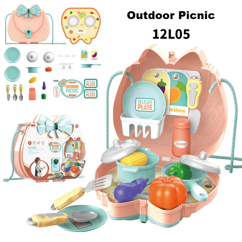 Kids Girls Pretend Play Sling Bag - Kitchen Make Up Doctor Nurse Picnic Travel Role Play Bag - quixoticmuses