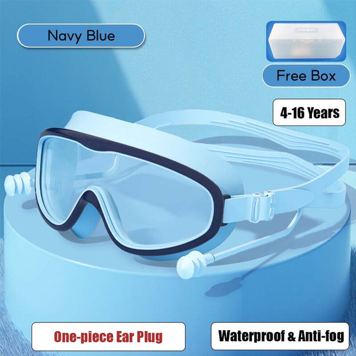 Kid's Swimming Goggles Anti-fog Wide Vision Silicone Frame