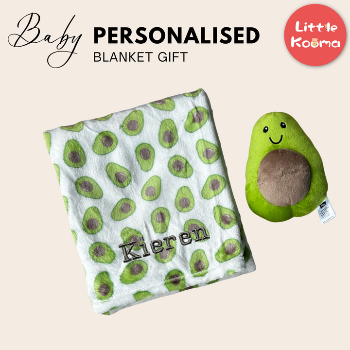 Personalised Hudson Baby Plush Toy n Blanket Set Avocado 00326CH - quixoticmuses