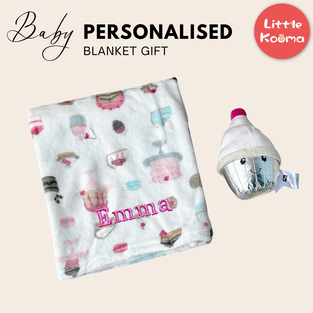 Personalised Hudson Baby Plush Toy n Blanket Set Cup Cake 00403CH - quixoticmuses