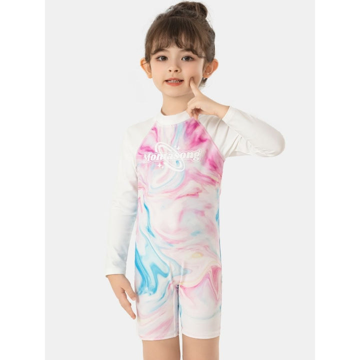 Baby Kids Girl Long Sleeve Tie-dye Swimming Suit w Zipper 907425 - quixoticmuses