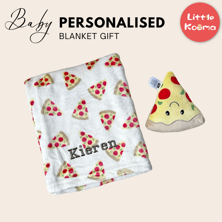 Personalised Hudson Baby Plush Toy n Blanket Set Pizza 00320CH - quixoticmuses