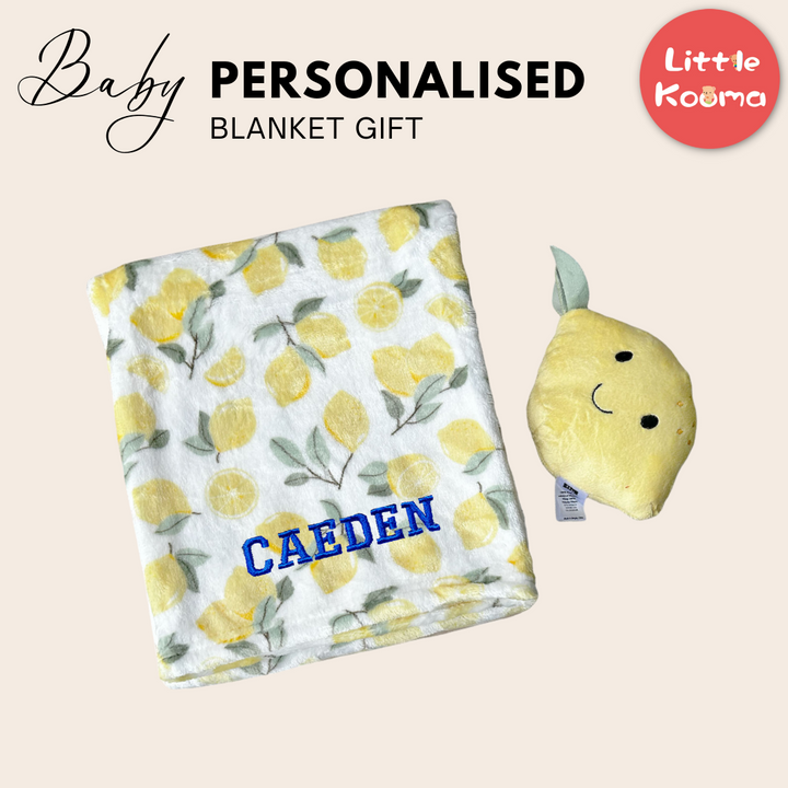 Personalised Hudson Baby Plush Toy n Blanket Set Lemon 00399CH - quixoticmuses