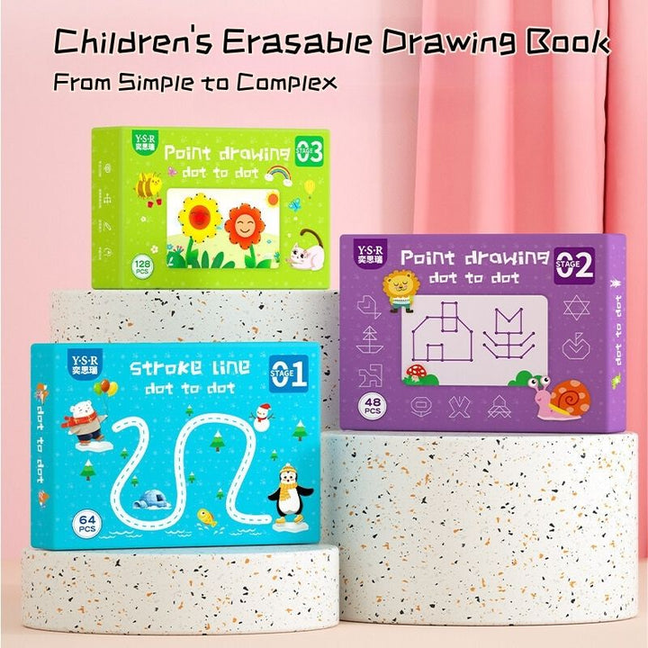 Kids Wipe-clean Erasable Book Pen Control Reusable Drawing Book 3 Years +