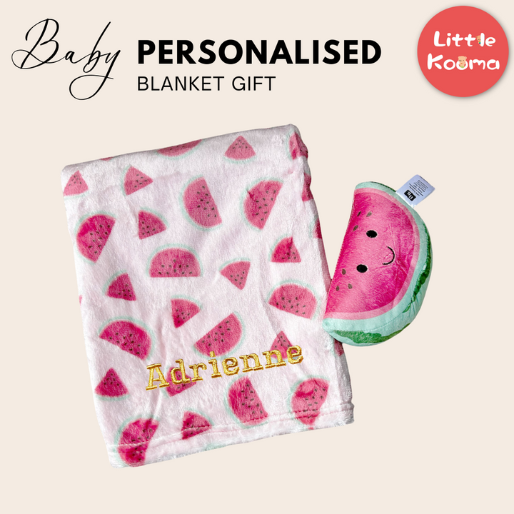 Personalised Hudson Baby Plush Toy n Blanket Set Watermelon 00400CH - quixoticmuses