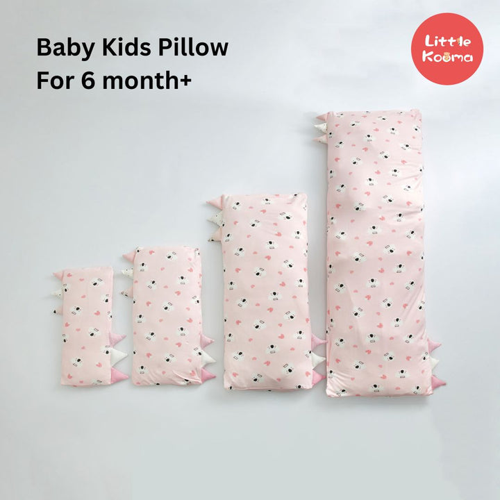 Baby Kids Bamboo Pillow Case Baby Bed-Time Hug Pillow Jumbo Pillow w Teething Tag Pink w White Koalas - quixoticmuses