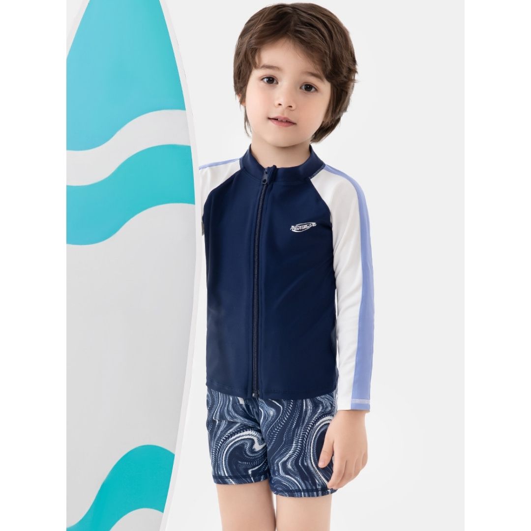 Baby Kids Boy Space Long Sleeve Top w Zipper n Shorts Swimming Suit Set 908439 - quixoticmuses