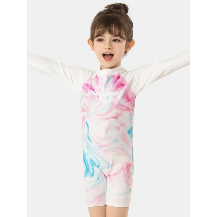 Baby Kids Girl Long Sleeve Tie-dye Swimming Suit w Zipper 907425 - quixoticmuses