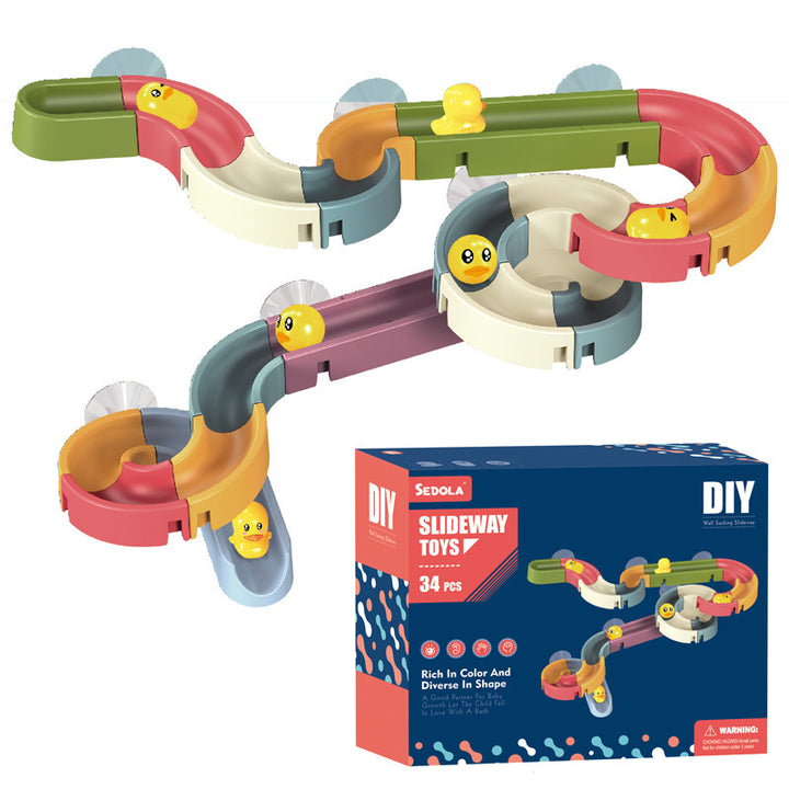 Baby Toddler Kids Wall Bathtub Mounted Water Play Track Toy Set w Suction Cups - quixoticmuses