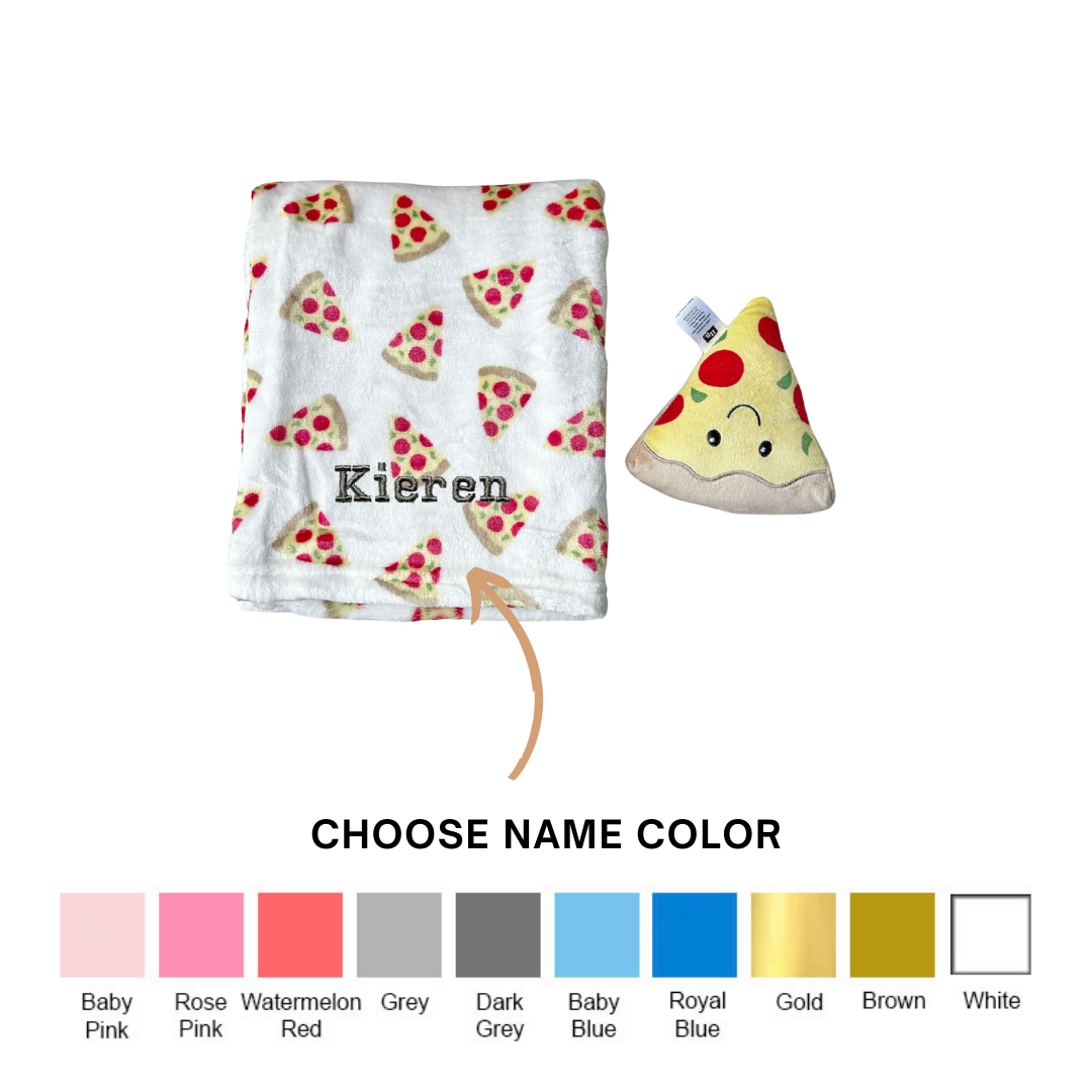 Personalised Hudson Baby Plush Toy n Blanket Set Pizza 00320CH - quixoticmuses