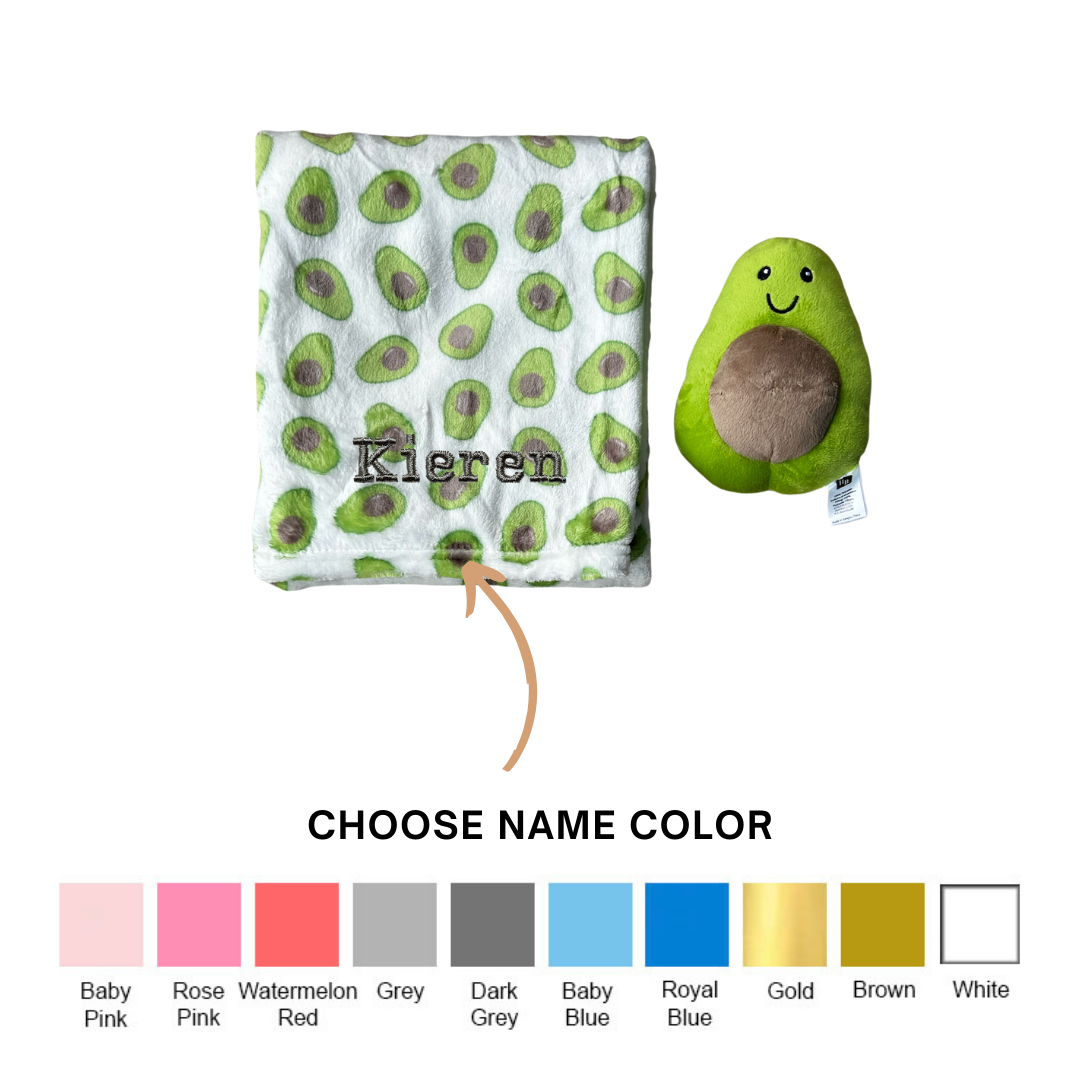 Personalised Hudson Baby Plush Toy n Blanket Set Avocado 00326CH - quixoticmuses