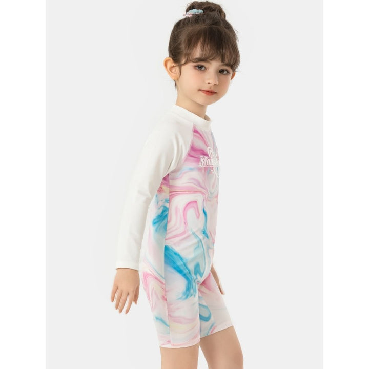 Baby Kids Girl Long Sleeve Tie-dye Swimming Suit w Zipper 907425 - quixoticmuses