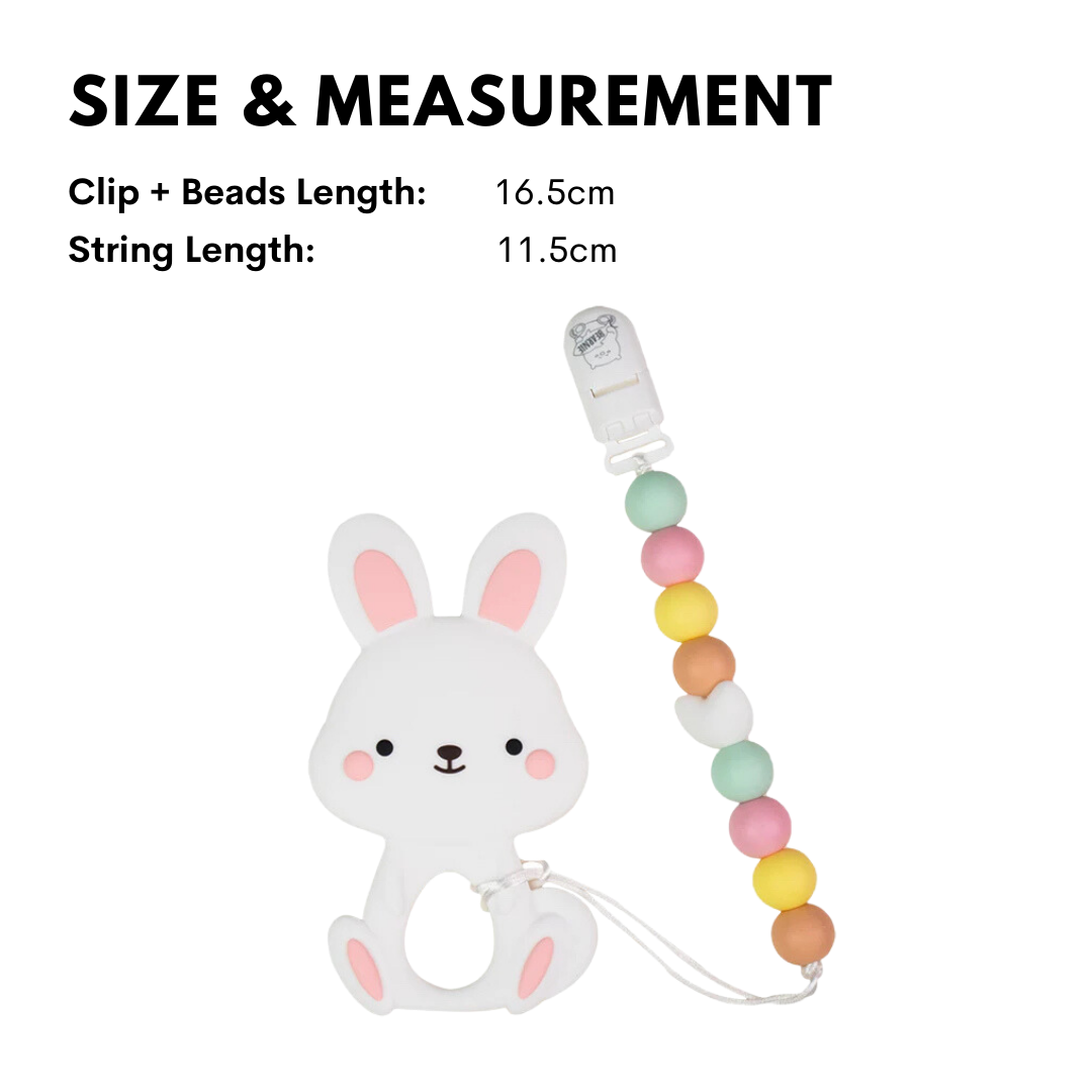 Cutie White Bunny Baby Silicone Teether Set - quixoticmuses