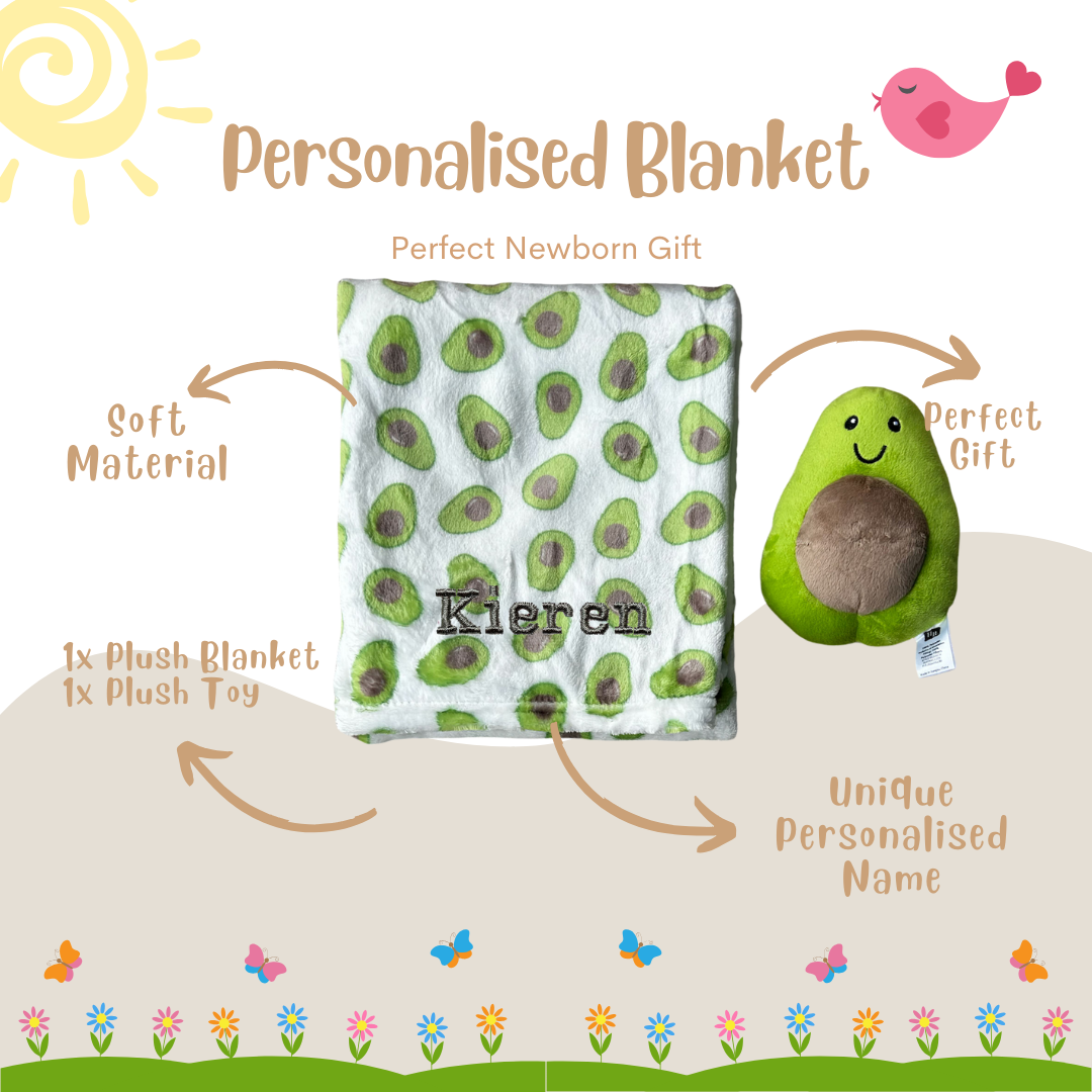 Personalised Hudson Baby Plush Toy n Blanket Set Avocado 00326CH - quixoticmuses