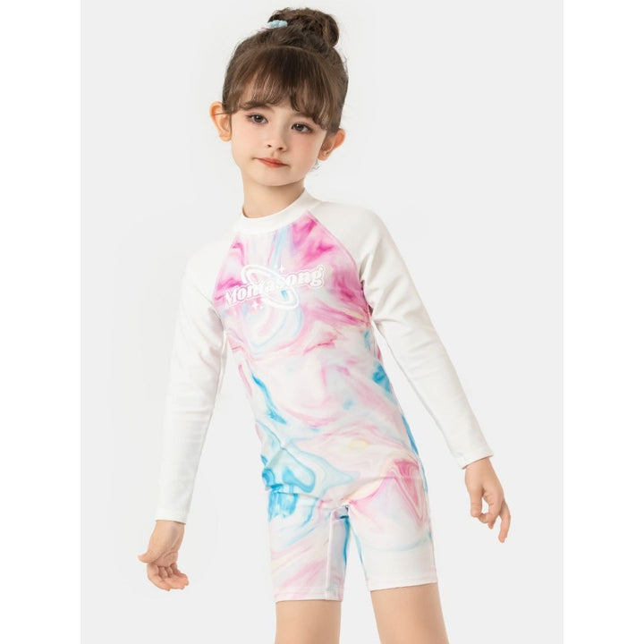 Baby Kids Girl Long Sleeve Tie-dye Swimming Suit w Zipper 907425 - quixoticmuses