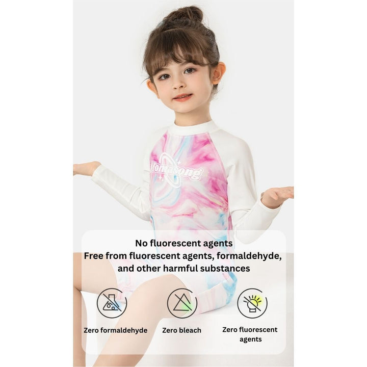 Baby Kids Girl Long Sleeve Tie-dye Swimming Suit w Zipper 907425 - quixoticmuses