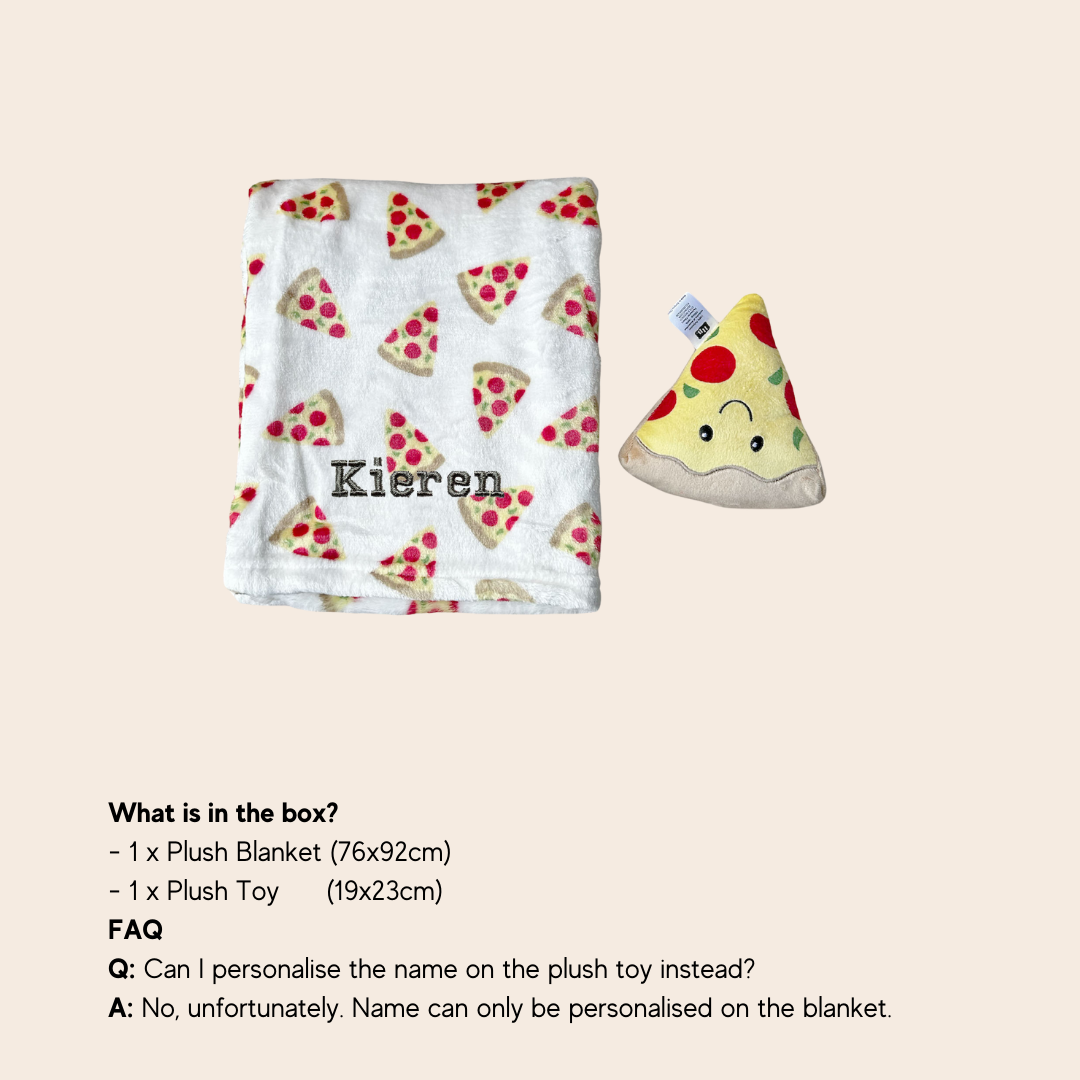 Personalised Hudson Baby Plush Toy n Blanket Set Pizza 00320CH - quixoticmuses