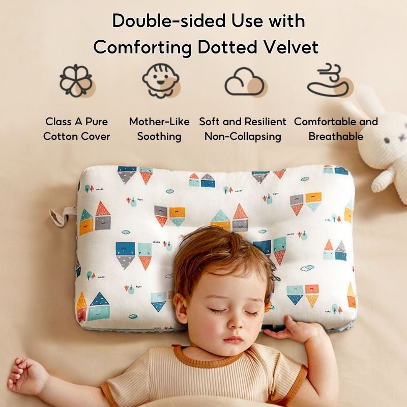 Baby Kids Double-sided Soothing Dotted Velvet Pillow