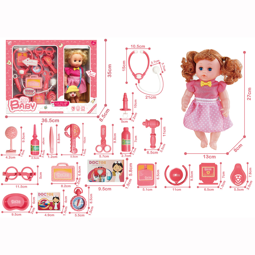 Baby Toddler Kids' Lovely Doll Doctor Kit Pretend Play 20 Pieces - quixoticmuses