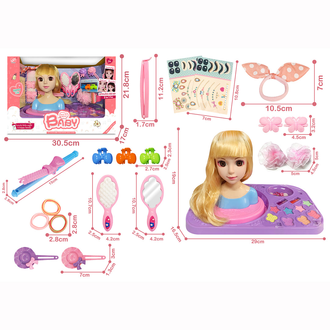 Kids' Girl Fashion Doll Make Up Kit Hair Salon Pretend Play 24 Pieces - quixoticmuses