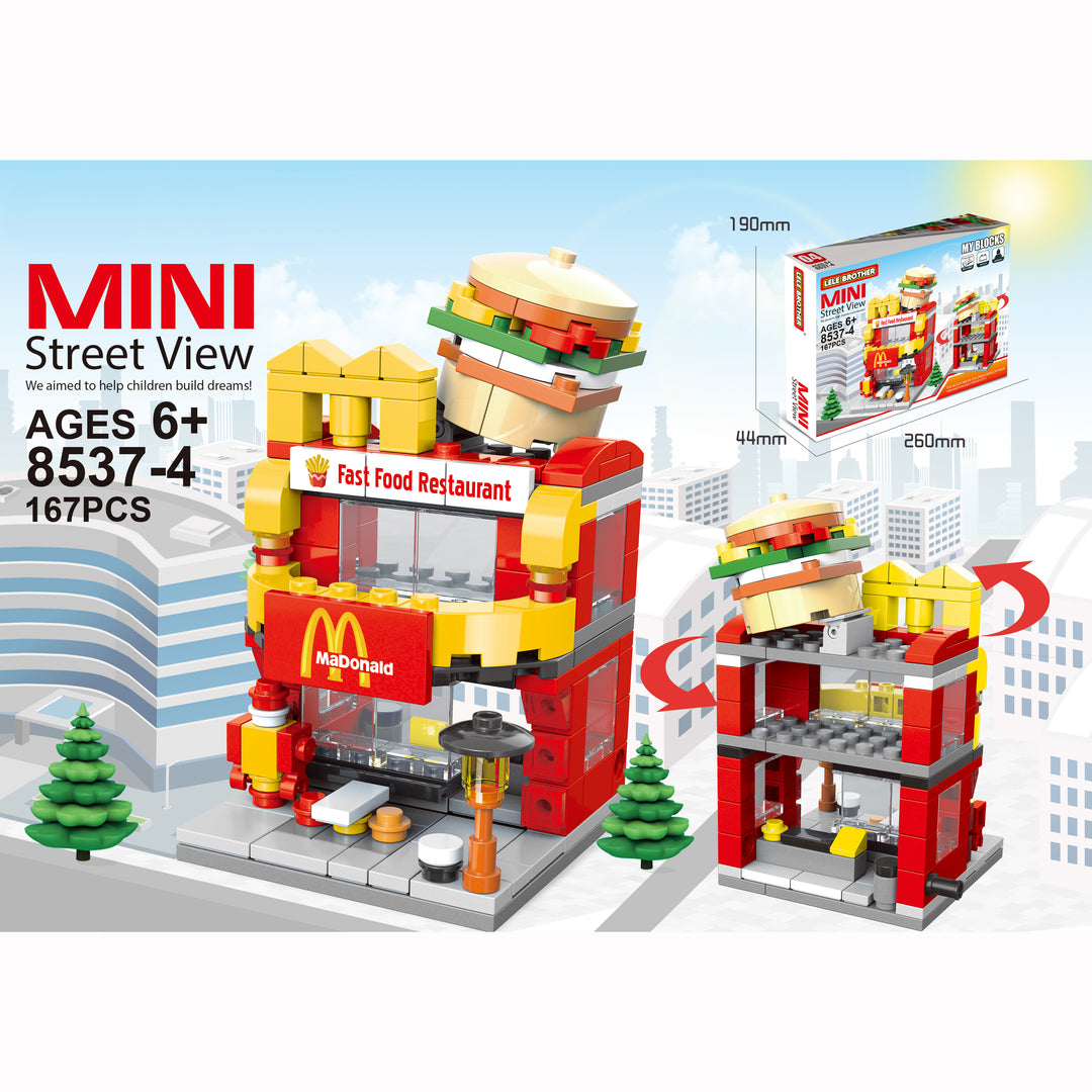 Kids Building Blocks 167pcs Mini Street View Fast Food Restaurant - quixoticmuses