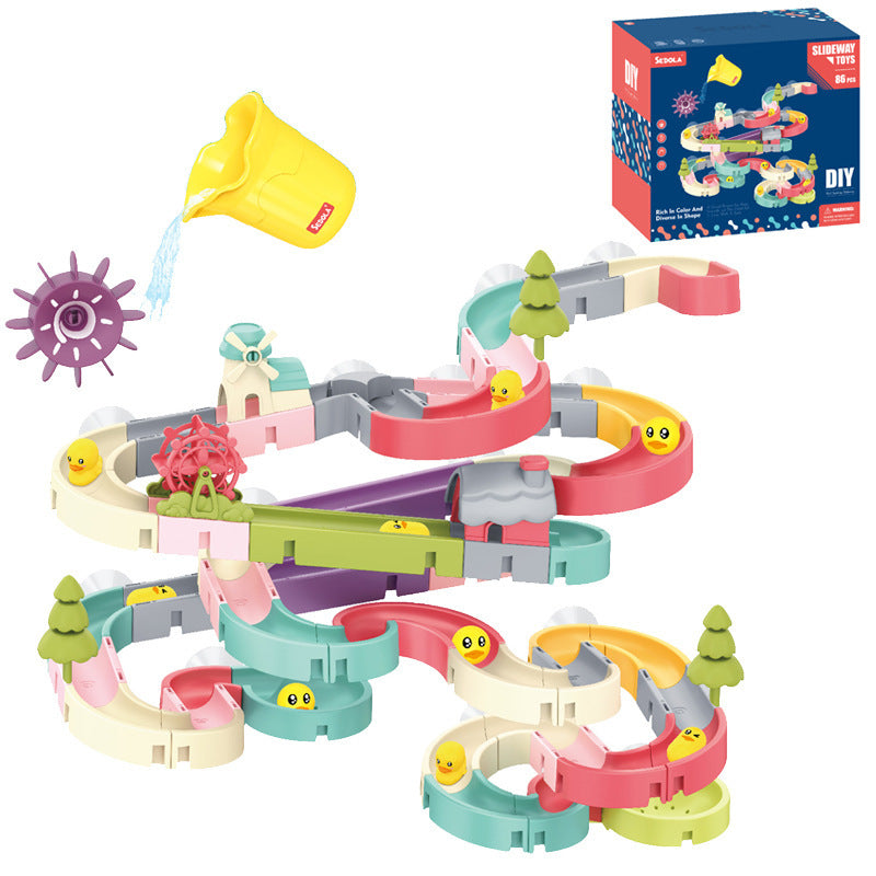 Baby Toddler Kids Wall Bathtub Mounted Water Play Track Toy Set w Suction Cups - quixoticmuses