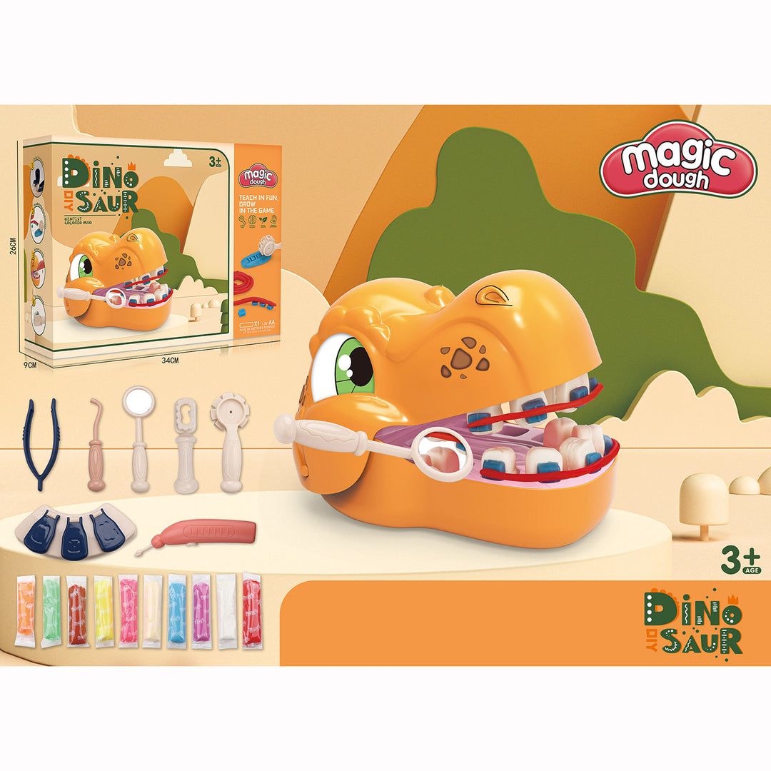 Kids Magic Dough Play Modeling Dough Set Dinosaur Dentist - quixoticmuses