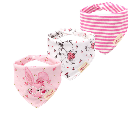 Baby Girl Rabbit Bandana Bibs 3 Pack - quixoticmuses