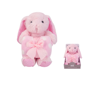 New Born Baby Girl LED Light Layette Hand Rattle Swaddle Pink Bunny Plushie Blanket Hanging Chime Stroller Toy Suitcase Mummy Makeup Gift Hamper