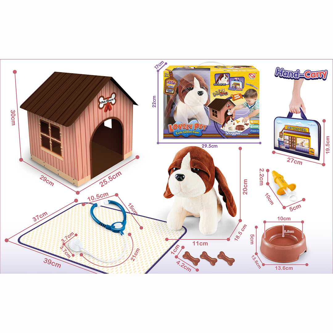 Baby Toddler Kids' Lovely Pet Plush Pet Dog Vet Kit Pretend Play Dog House - quixoticmuses