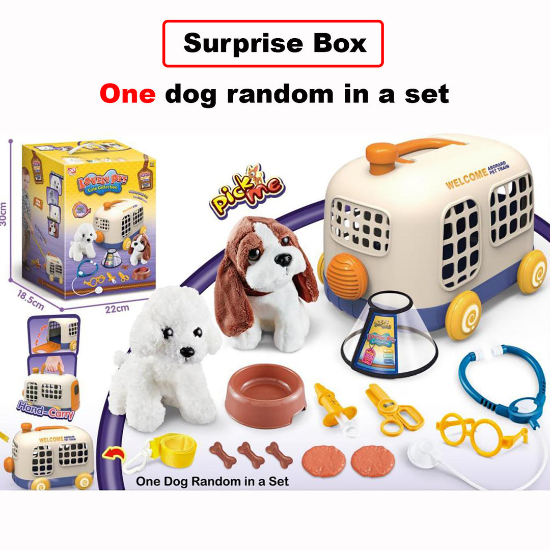 Baby Toddler Kids' Lovely Pet Plush Pet Dog Vet Kit Pretend Play Surprise Box Pet Train - quixoticmuses