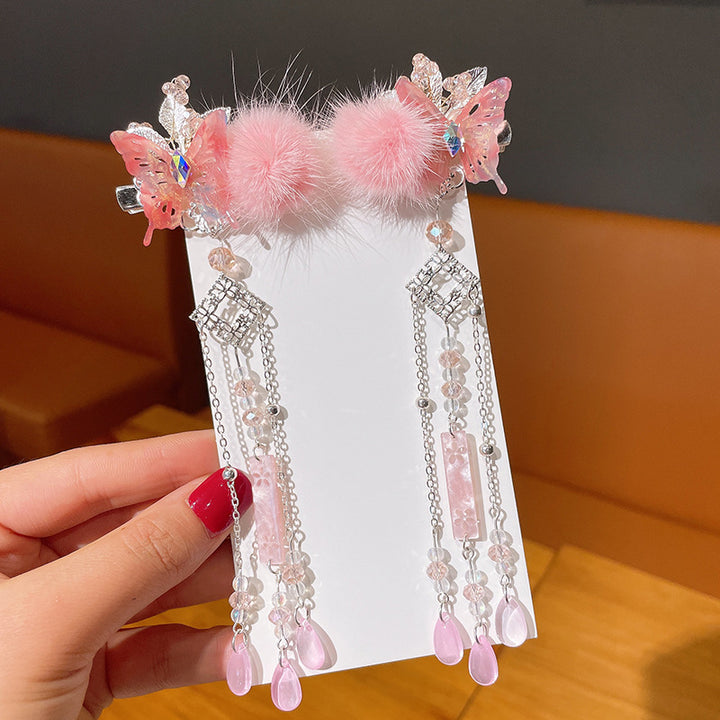 Chinese New Year CNY Baby kids Girl's Crystal Beads Head Clips Hair Accessories - quixoticmuses