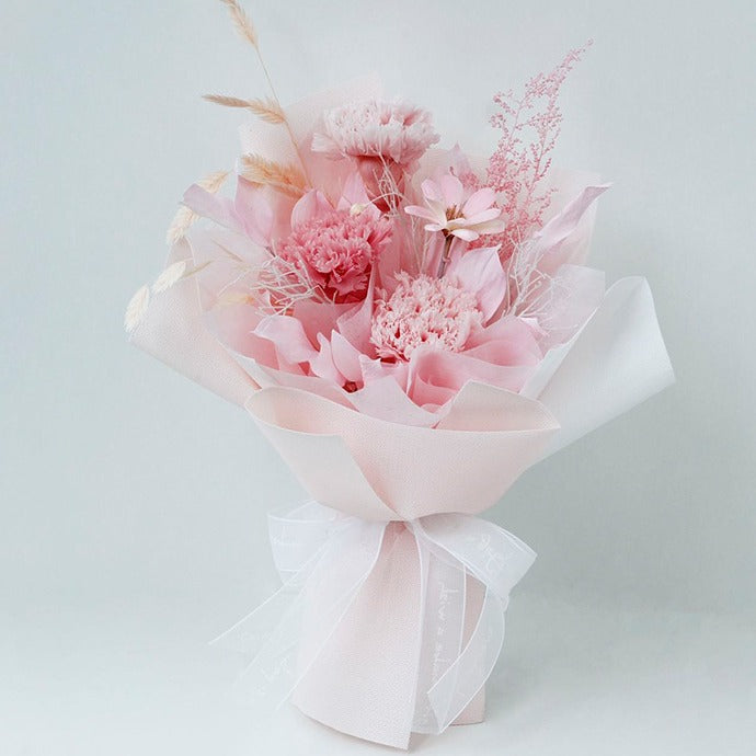 Roses Carnation Dried Flower Hand Bouquet For Mum Baby Shower Gift - quixoticmuses