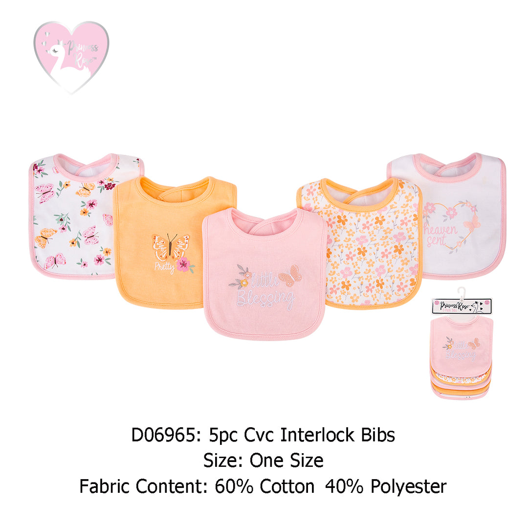 Baby 5pc Interlock Bibs Butterfly D06965 - quixoticmuses