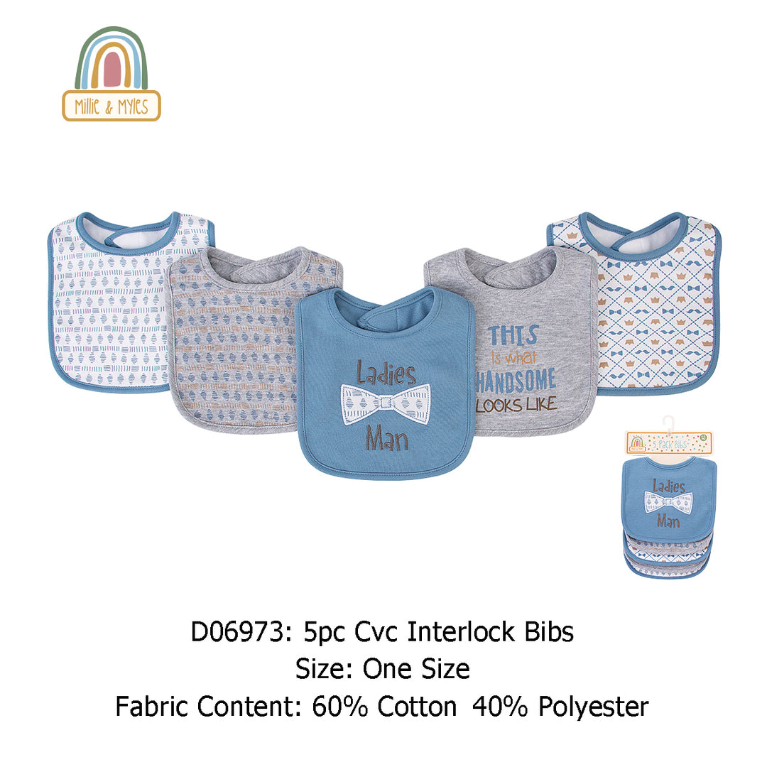 Baby 5pc Interlock Bibs Gentleman D06973 - quixoticmuses