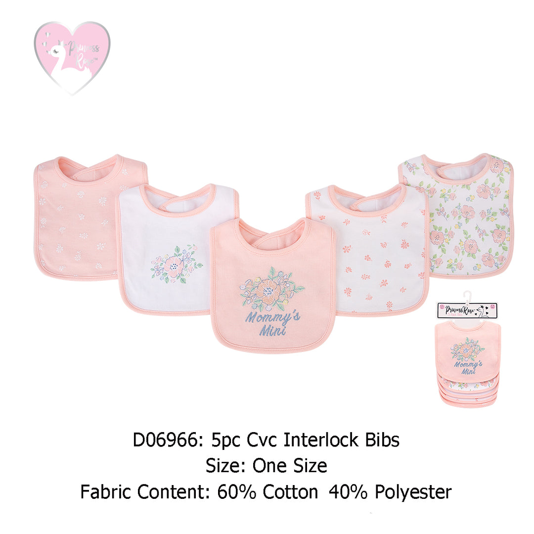 Baby 5pc Interlock Bibs Mommy's Mini D06966 - quixoticmuses