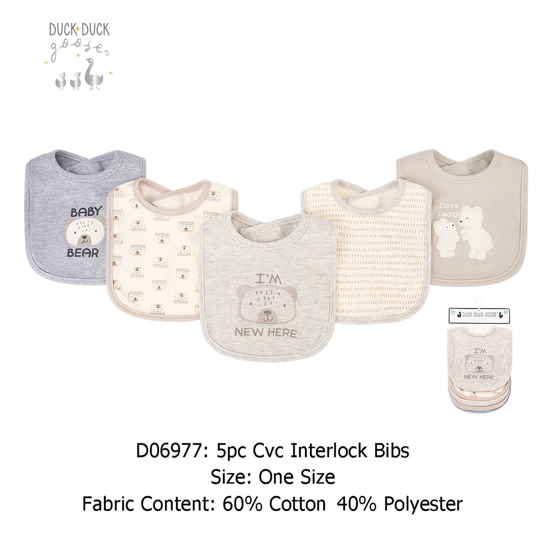 Baby 5pc Interlock Bibs Polar Bear D06977 - quixoticmuses