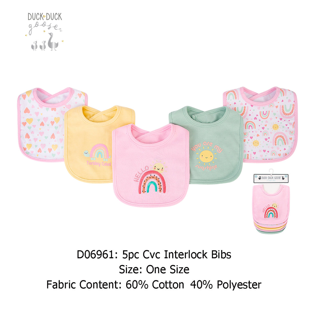 Baby 5pc Interlock Bibs Rainbow D06961 - quixoticmuses