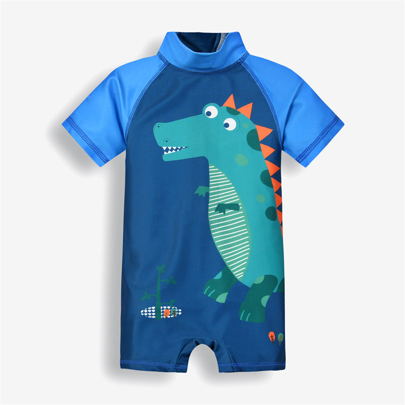 Baby Kids Boy's Zip Printed Dinosaur One Piece Swimming Suit - quixoticmuses