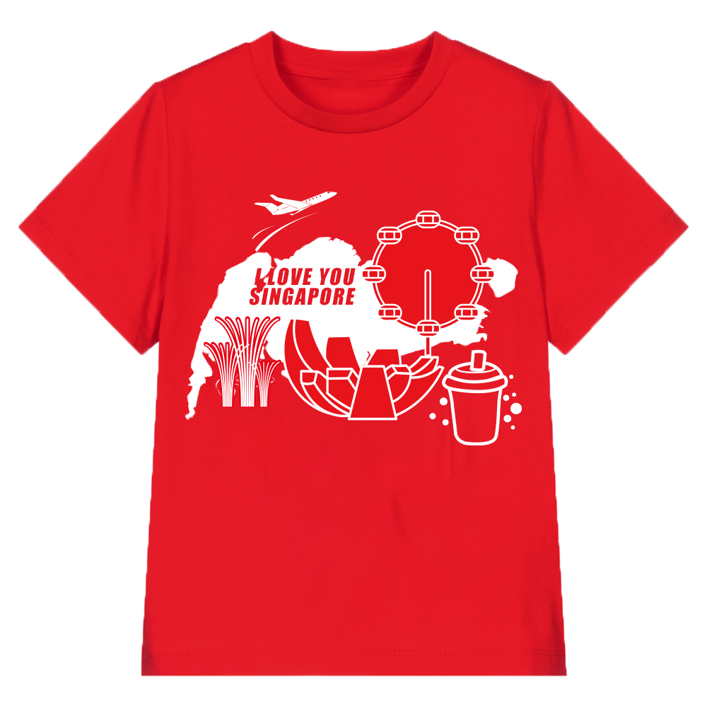 Baby Kids Red T-shirt I Love You USA Map Landscape Bubble Tea National Day Top Outfit - quixoticmuses