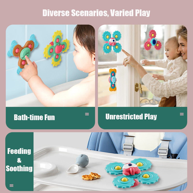 Huanger Suction Cup Spinning Toy Baby Bath Toys Sand Hammer Teething Toy - quixoticmuses