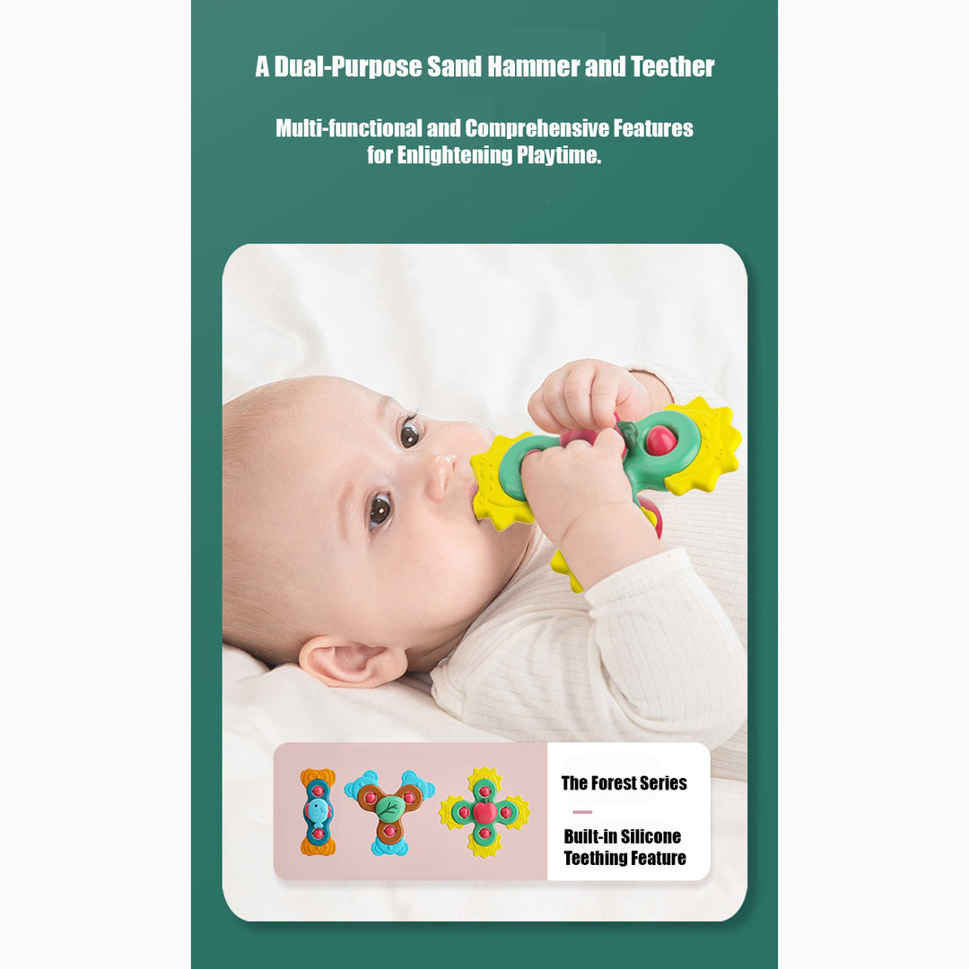 Huanger Suction Cup Spinning Toy Baby Bath Toys Sand Hammer Teething Toy - quixoticmuses