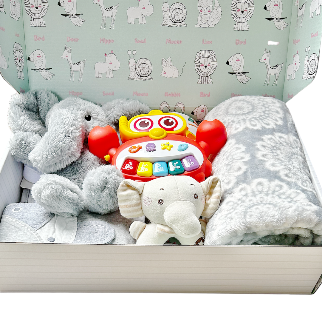 New Born Baby Boy Personalised quixoticmuses Brand Gift Box 14 Pcs Elephant Set - quixoticmuses