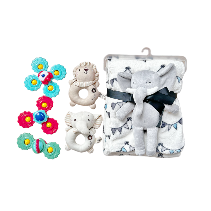 New Born Baby Boy quixoticmuses Brand Gift Box 7 Pcs Elephant Lion Set - quixoticmuses