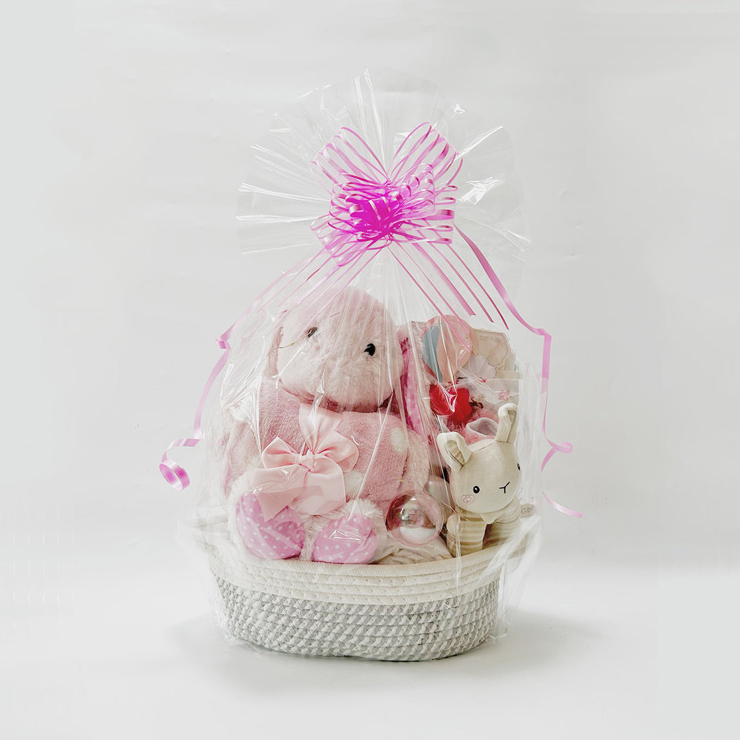 New Born Baby Girl LED Light Diaper Layette Toy Receiving Blanket Bodysuit Bunny Gift Hamper - quixoticmuses