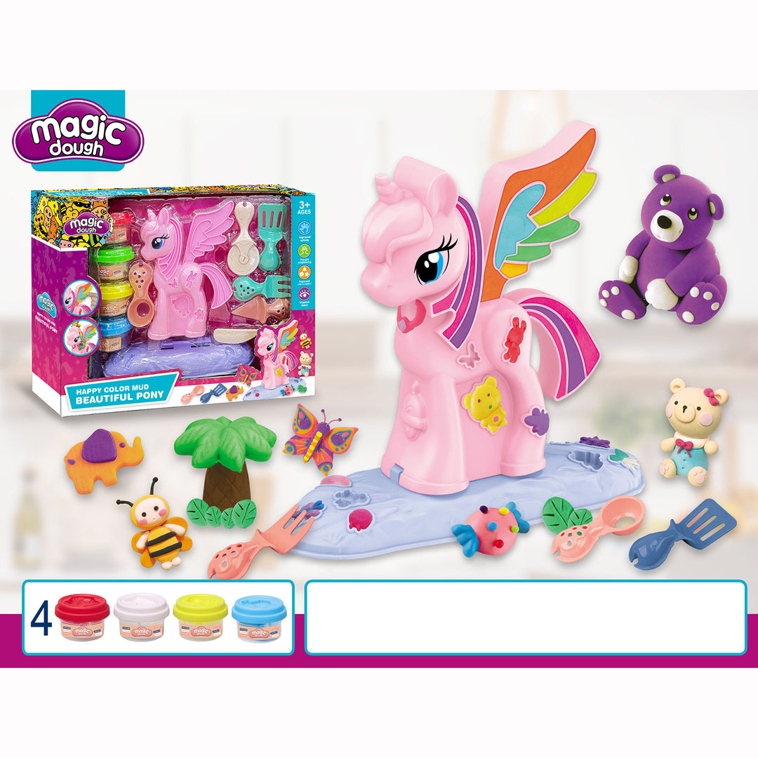 Kids Magic Dough Play Modeling Dough Set Pink Horse - quixoticmuses