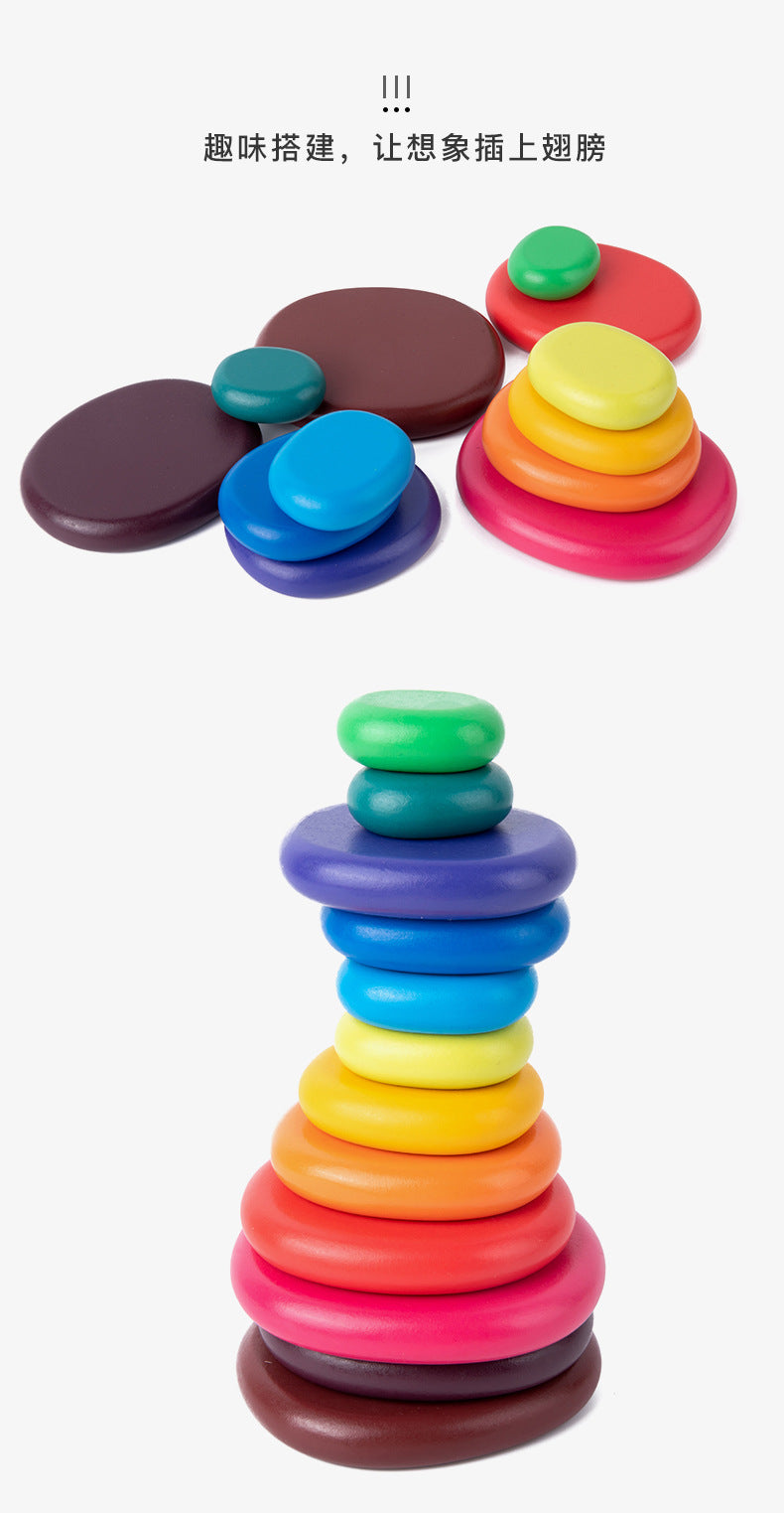 Wooden Stacking Pebble Stones Clearance Sale 2 Years +