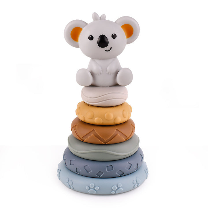 Koala 2-in-1 Stacks of Circles n Blocks Soft Building Blocks Stacking Hand Rattles Baby Toy 6m+ - quixoticmuses